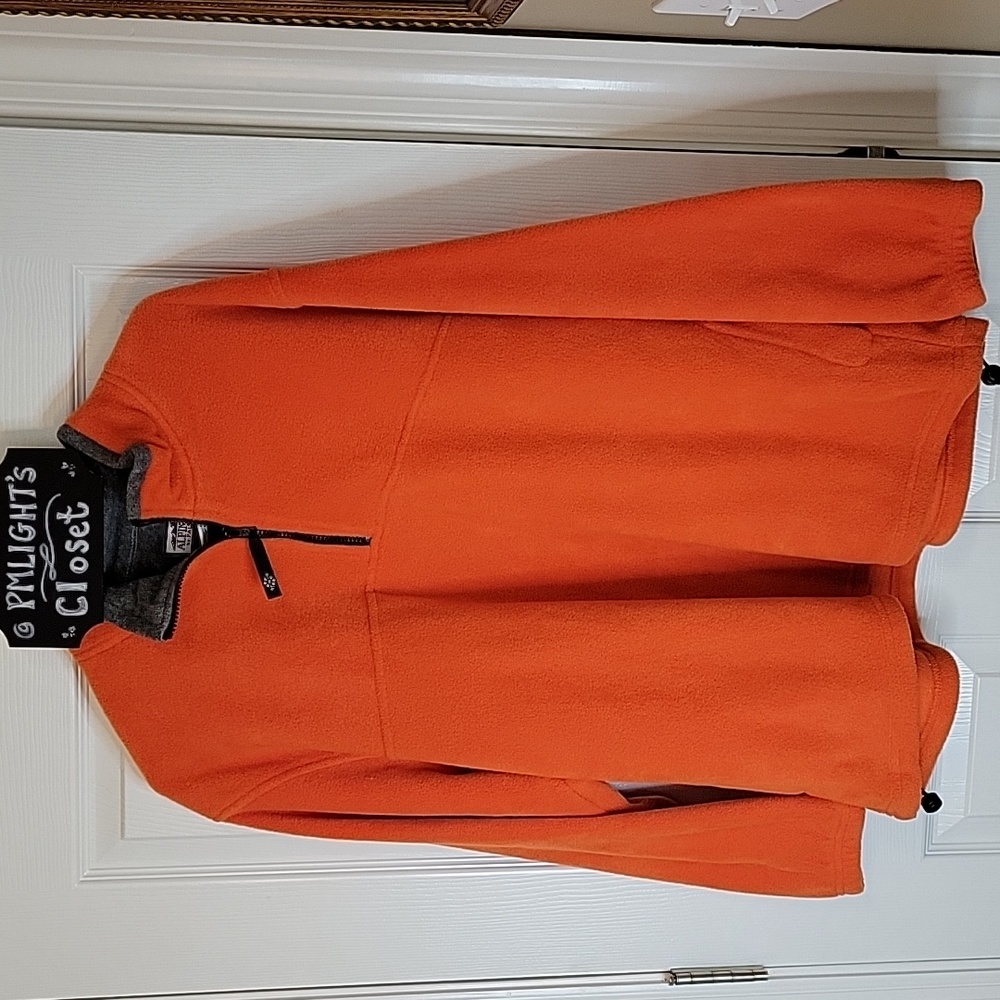 Alpine Tek by Palmetto's Orange Fleece 1/4 Zip Jacket Gray Trim XL